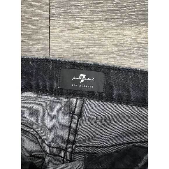 7 For All Mankind Pleated Mega Flare Jeans In Washed Black Size 26 - Picture 5 of 7